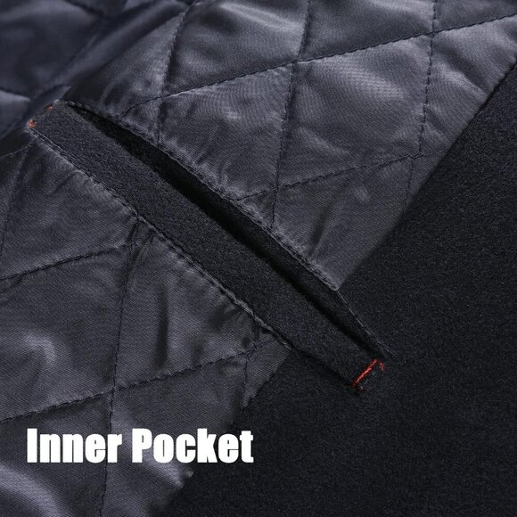 Men's Navy Luxury Full Length Trench Coat Long Wool Overcoat Winter Windbreaker - Picture 5 of 5